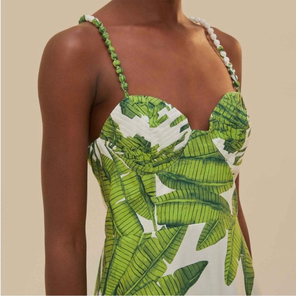 Farm Rio off white palm fan Midi dress size M Medium NWT - Picture 2 of 4